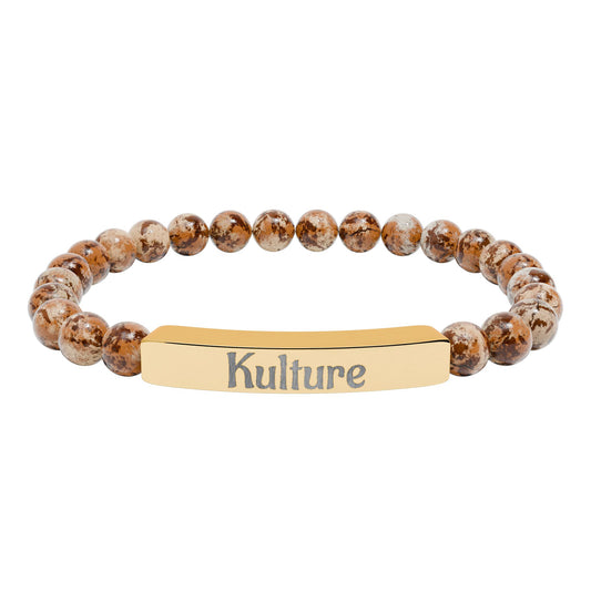 Engraved Natural Stone Bar Bracelet (Personalizable)